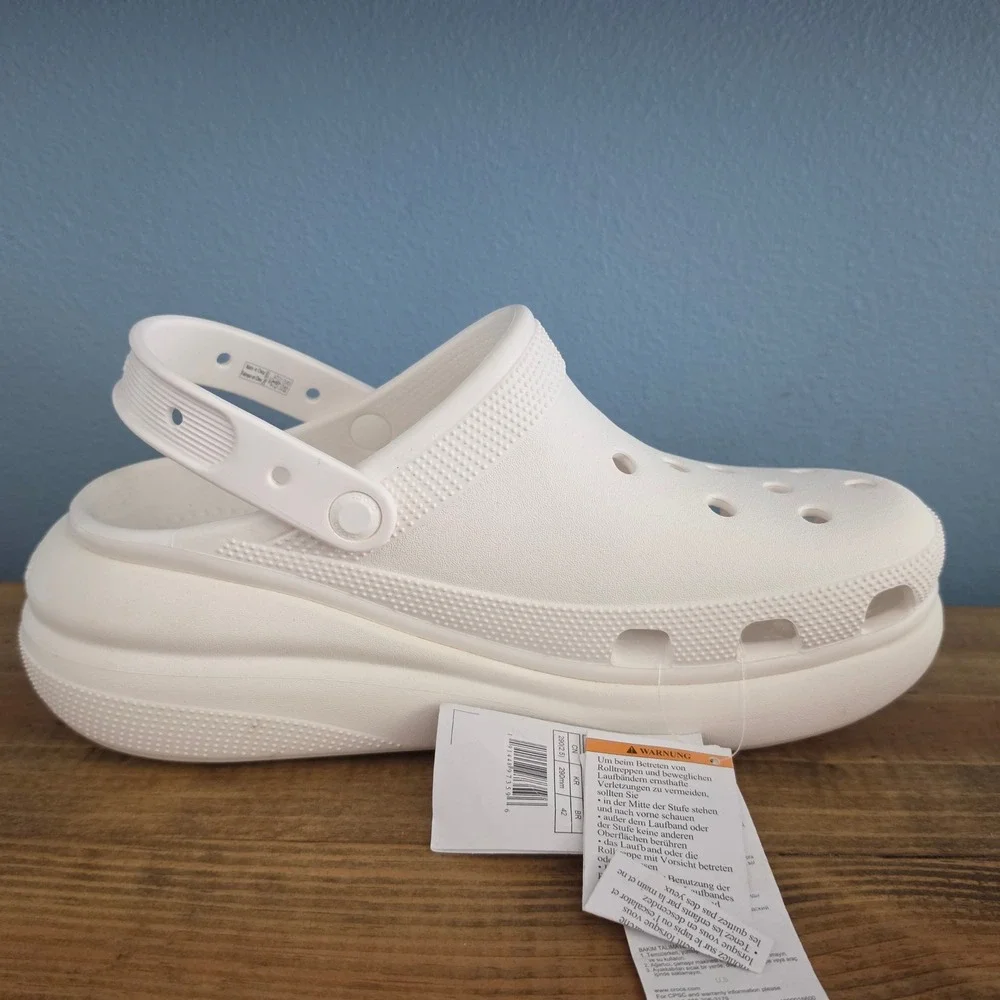 Crocs Mens Classic Crush Clog White Platform Chunky Sandals 207521-100 Size 11